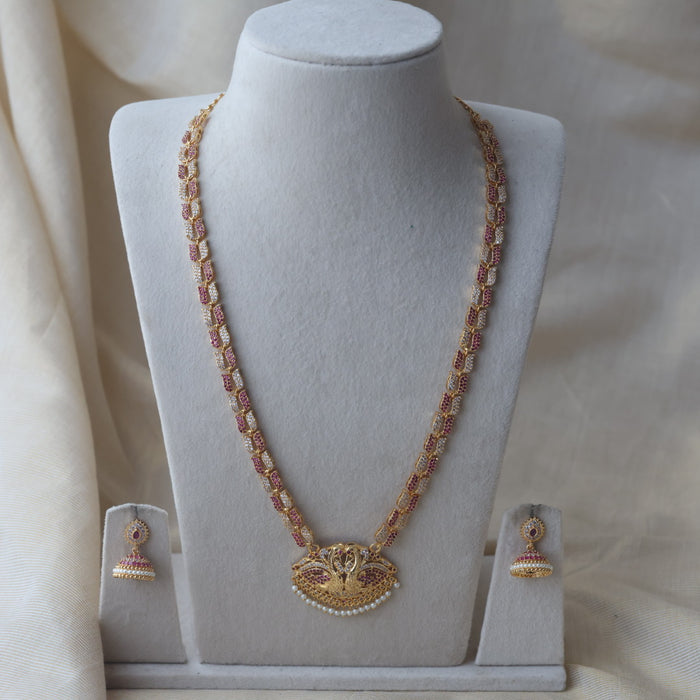 Heritage gold plated padakam ruby white short necklace HLS8772