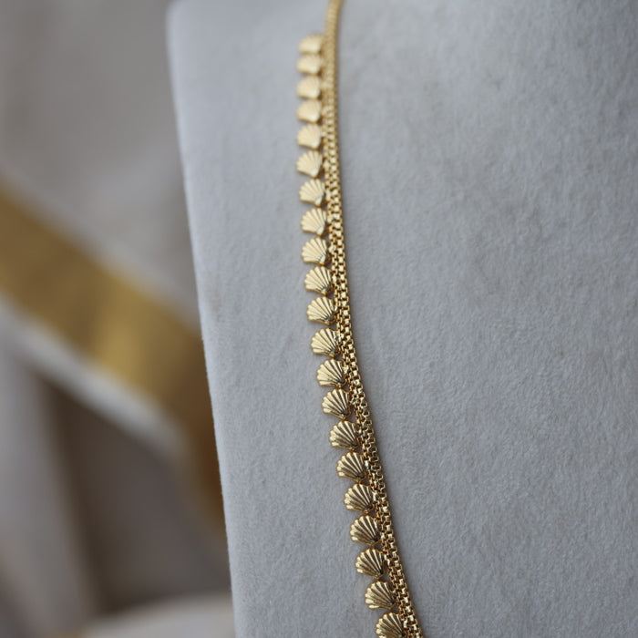 Heritage gold plated simple long necklace HL662