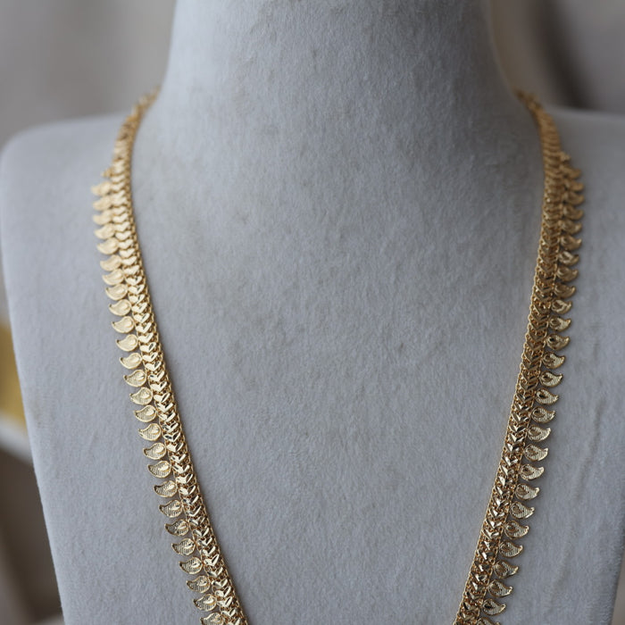 Heritage gold plated ruby white stone mango long padakam necklace HL521