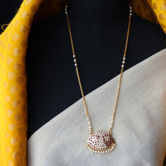 Heritage gold plated ruby and white padakam necklace HP900