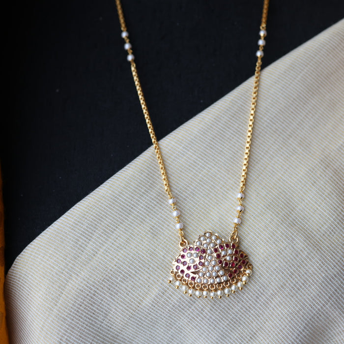 Heritage gold plated ruby and white padakam necklace HP900