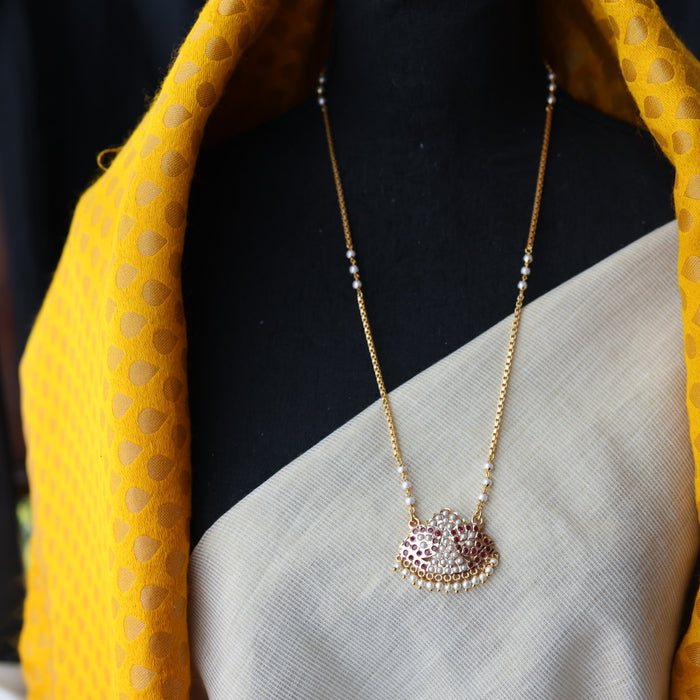 Heritage gold plated ruby and white padakam necklace HP900