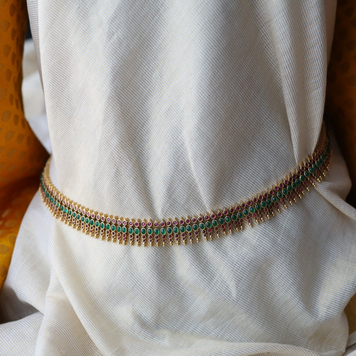 Antique gold ruby green stone waistchain AW41235