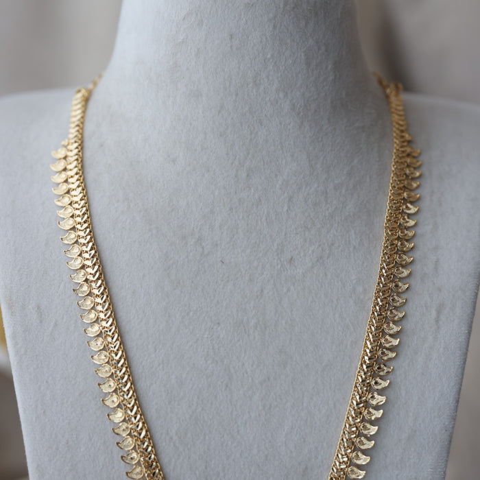 Heritage gold plated white stone mango long padakam necklace HL668