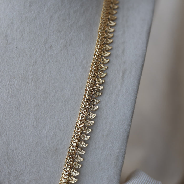 Heritage gold plated white stone mango long padakam necklace HL668