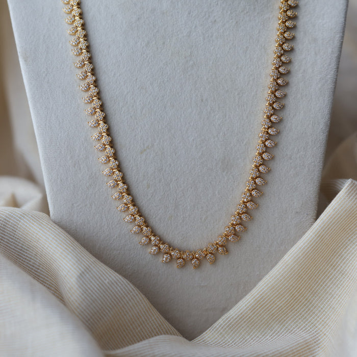 Heritage gold plated white stone mango long necklace with earrings  HL91023