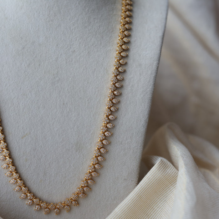 Heritage gold plated white stone mango long necklace with earrings  HL91023