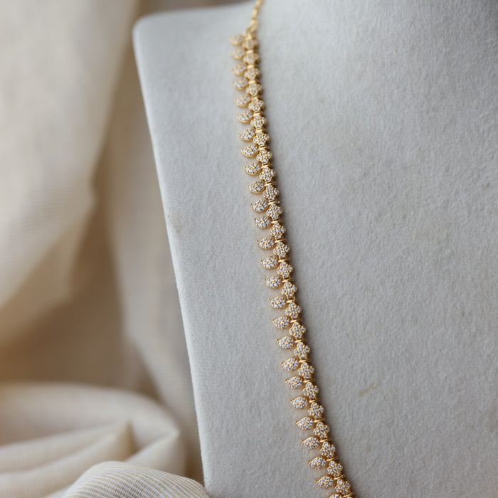 Heritage gold plated white stone mango long necklace with earrings  HL91023