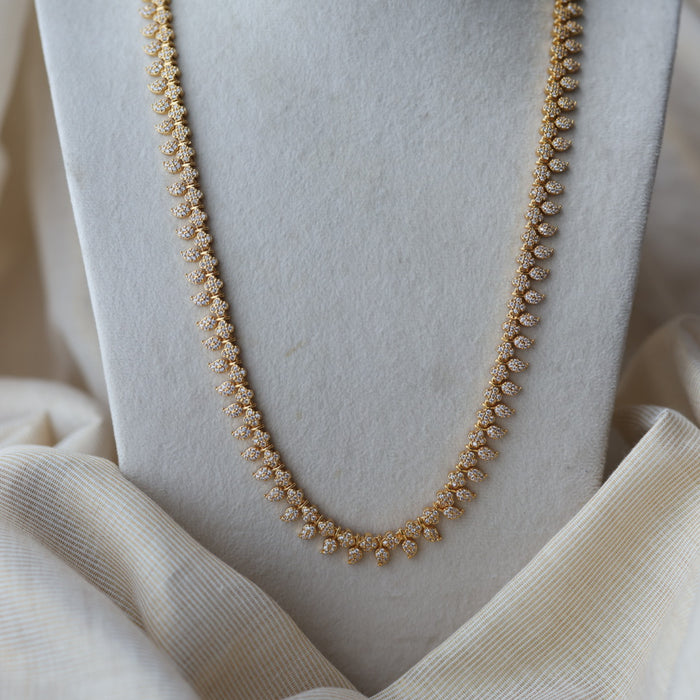 Heritage gold plated white stone mango long necklace with earrings  HL91023
