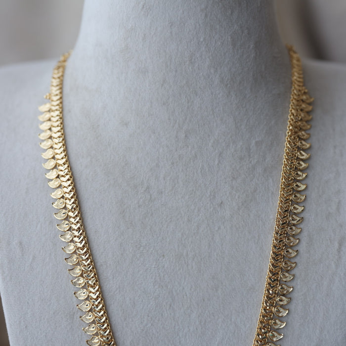 Heritage gold plated white stone mango long padakam necklace HL7011