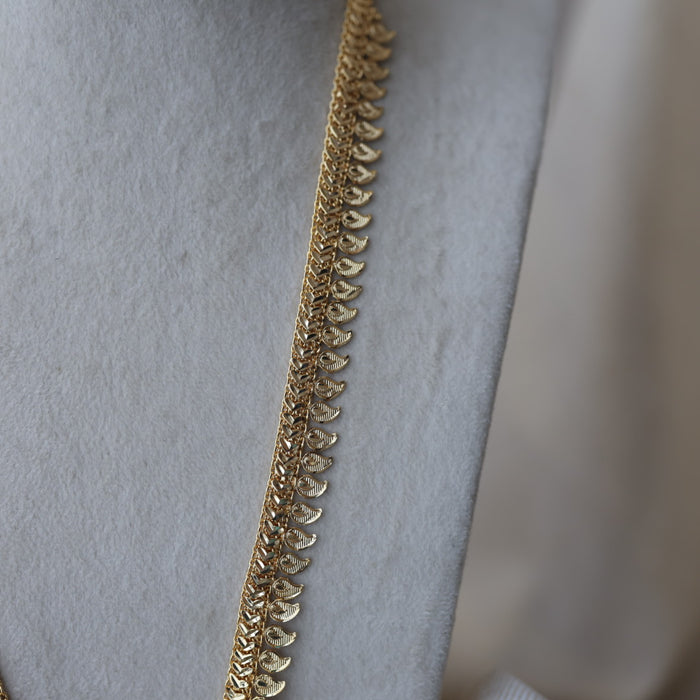 Heritage gold plated white stone mango long padakam necklace HL7011