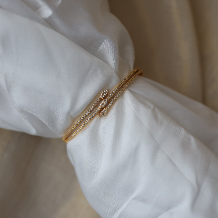 Heritage gold plated white stone bangle -One size fits all  HB138