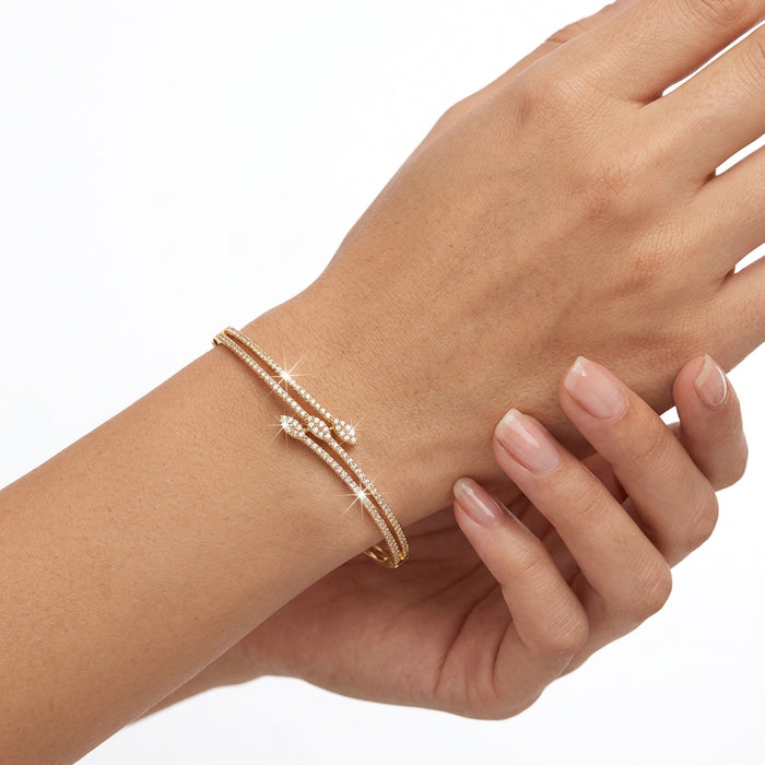 Heritage gold plated white stone bangle -One size fits all  HB138