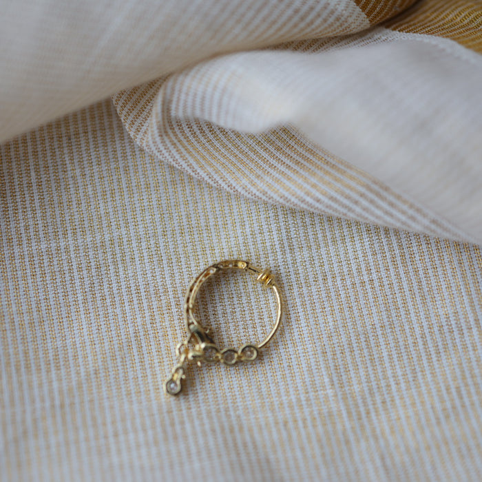 Heritage White Stone Gold-Plated Nose Ring | Traditional Indian Nath HN1003