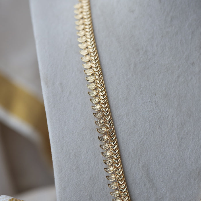 Heritage gold plated ruby white stone mango long necklace HL8921