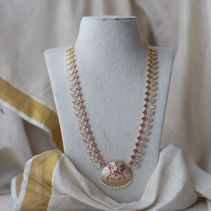 Heritage gold plated ruby white stone mango long necklace  HL7253