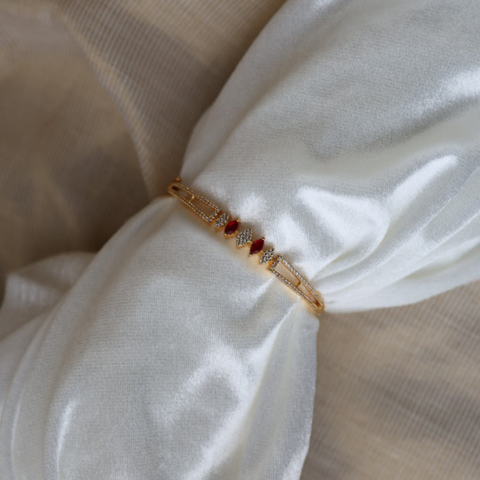 eritage gold plated ruby white stone bangle -One size fits all  HB132