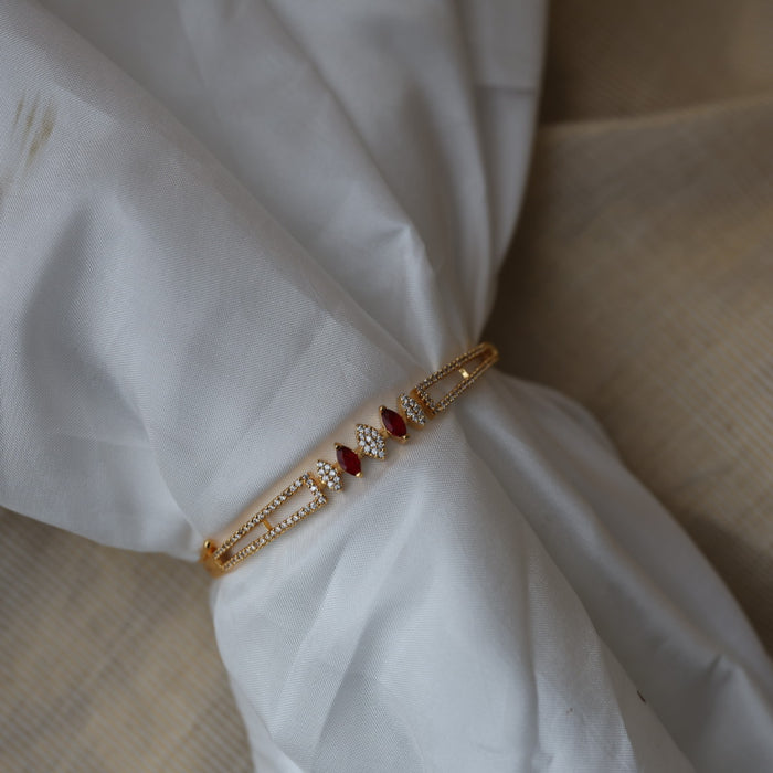eritage gold plated ruby white stone bangle -One size fits all  HB132