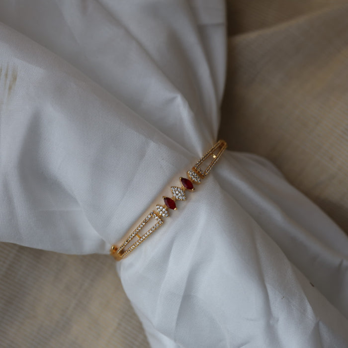 eritage gold plated ruby white stone bangle -One size fits all  HB132