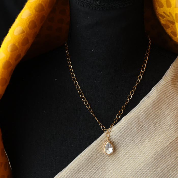 Minimal kundan white stone short necklace with earrings MS3254