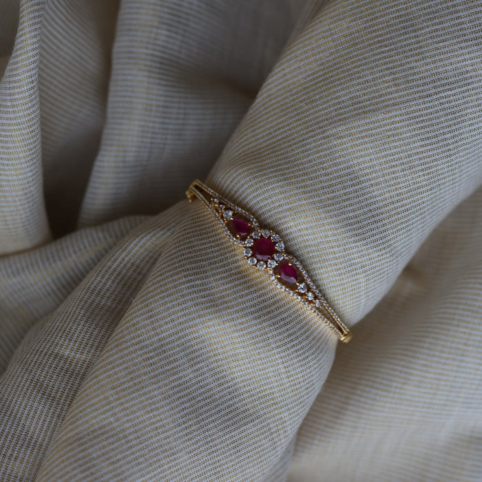 eritage gold plated ruby white stone bangle -One size fits all  HB022