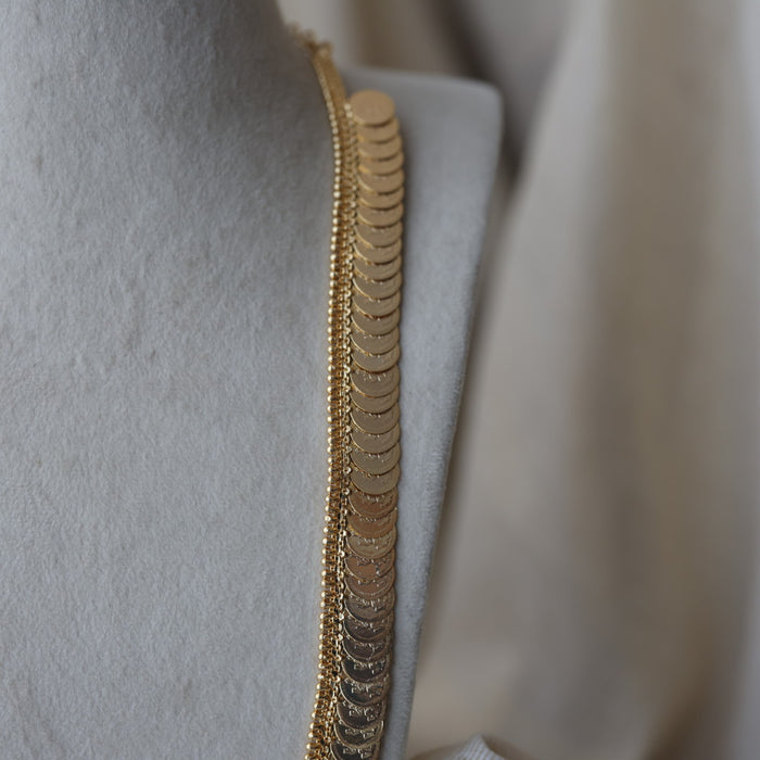 Heritage gold plated coin long necklace HL662