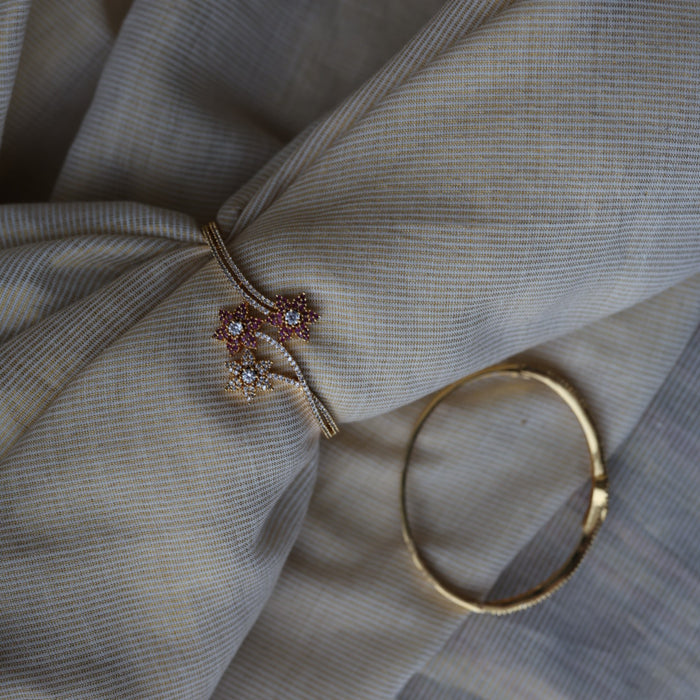 Heritage gold plated white stone bangle -One size fits all  HB789