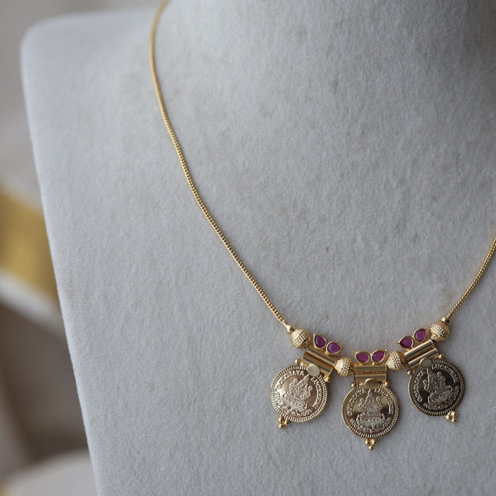 Heritage gold plated simple coin short necklace HS662