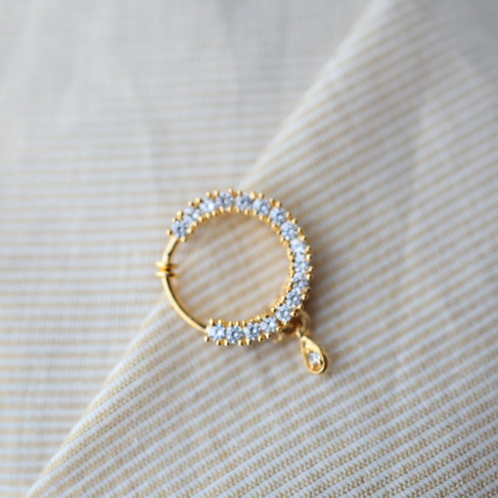 Heritage White Stone Gold-Plated Nose Ring | Traditional Indian Nath HN1014