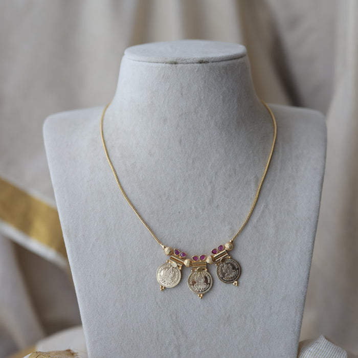 Heritage gold plated simple coin short necklace HS662