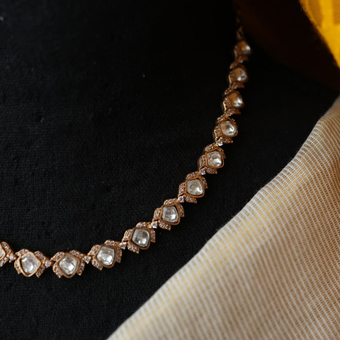 Minimal kundan choker necklace with earrings MS895