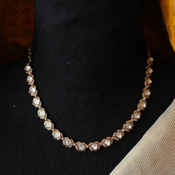 Minimal kundan choker necklace with earrings MS895