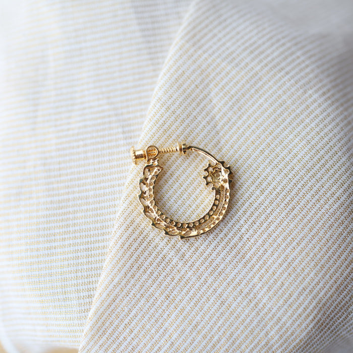 Heritage White Stone Gold-Plated Nose Ring | Traditional Indian Nath HN1009