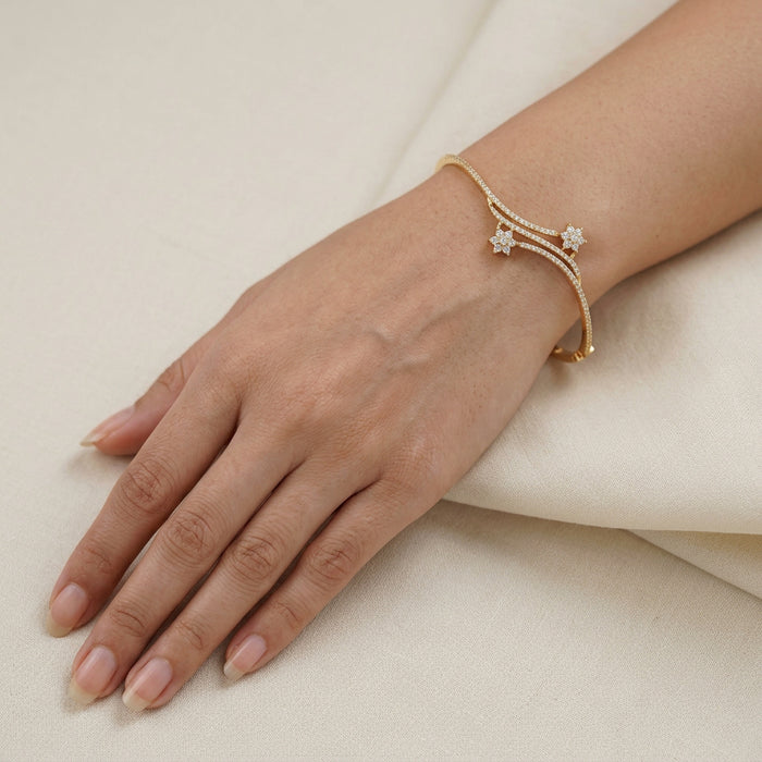 Heritage gold plated white stone bangle -One size fits all  HB734