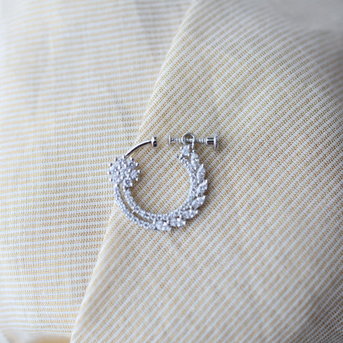 Heritage White Stone silver-Plated Nose Ring | Traditional Indian Nath HN1008