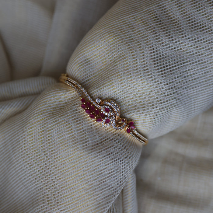 Heritage gold plated ruby white stone bangle -One size fits all  HB9222