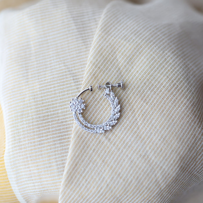 Heritage White Stone silver-Plated Nose Ring | Traditional Indian Nath HN1008