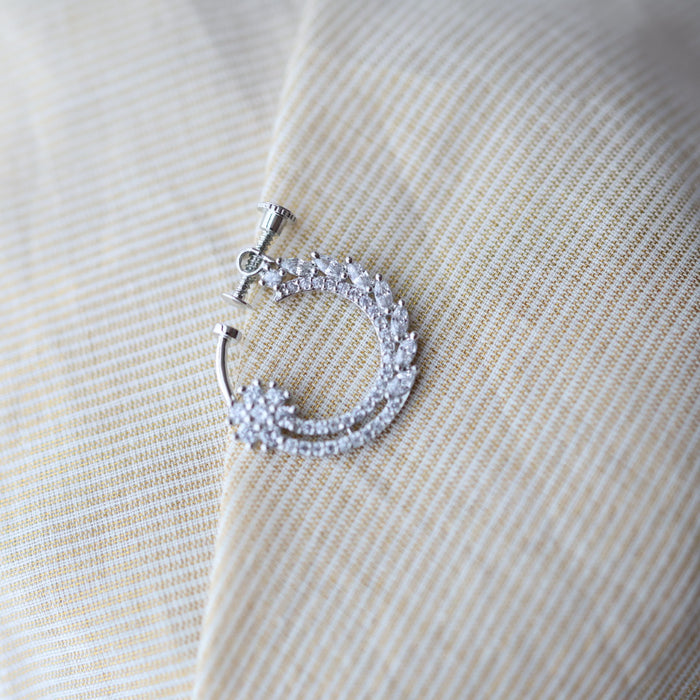 Heritage White Stone silver-Plated Nose Ring | Traditional Indian Nath HN1008