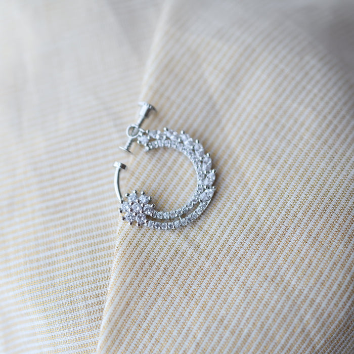 Heritage White Stone silver-Plated Nose Ring | Traditional Indian Nath HN1008
