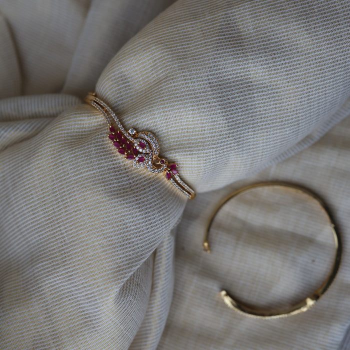 Heritage gold plated ruby white stone bangle -One size fits all  HB9222