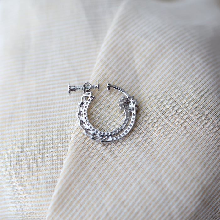 Heritage White Stone silver-Plated Nose Ring | Traditional Indian Nath HN1008