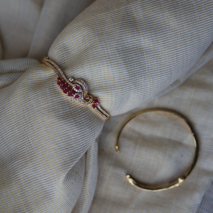 Heritage gold plated ruby white stone bangle -One size fits all  HB9222