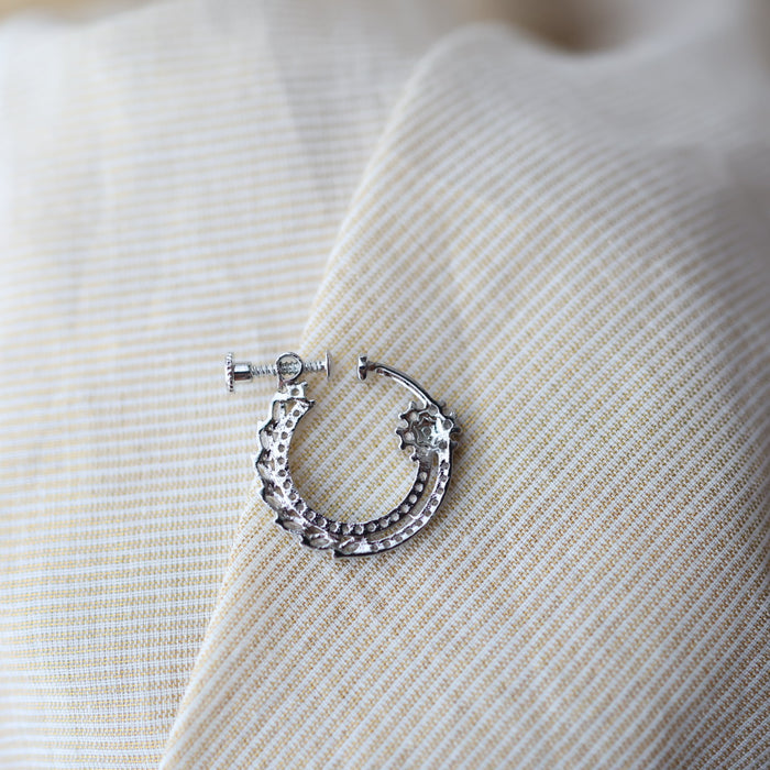 Heritage White Stone silver-Plated Nose Ring | Traditional Indian Nath HN1008