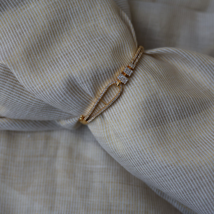 Heritage gold plated white stone bangle -One size fits all  HB189