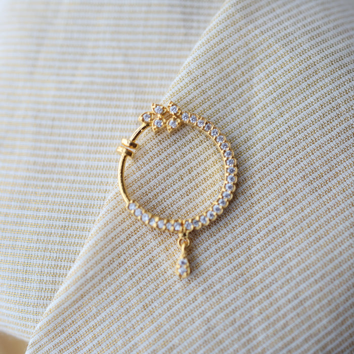 Heritage White Stone Gold-Plated Nose Ring | Traditional Indian Nath HN1006