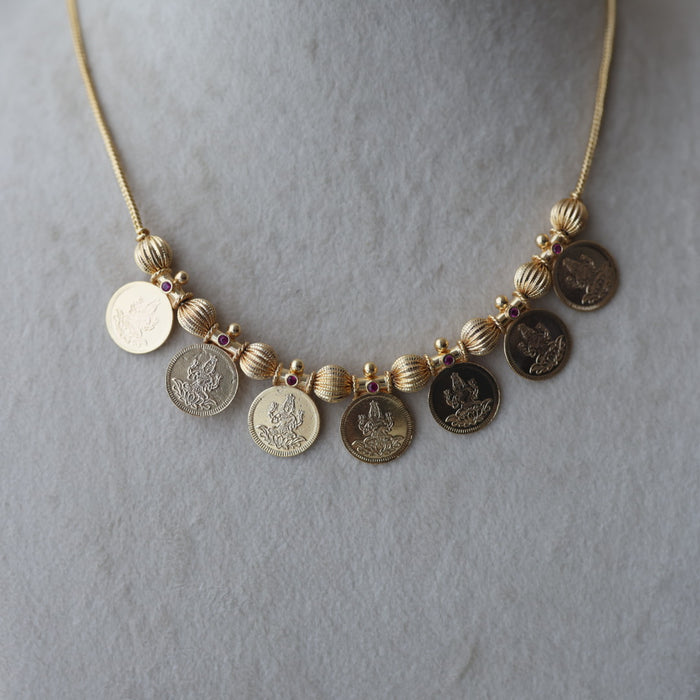Heritage gold plated simple coin short necklace HS1233