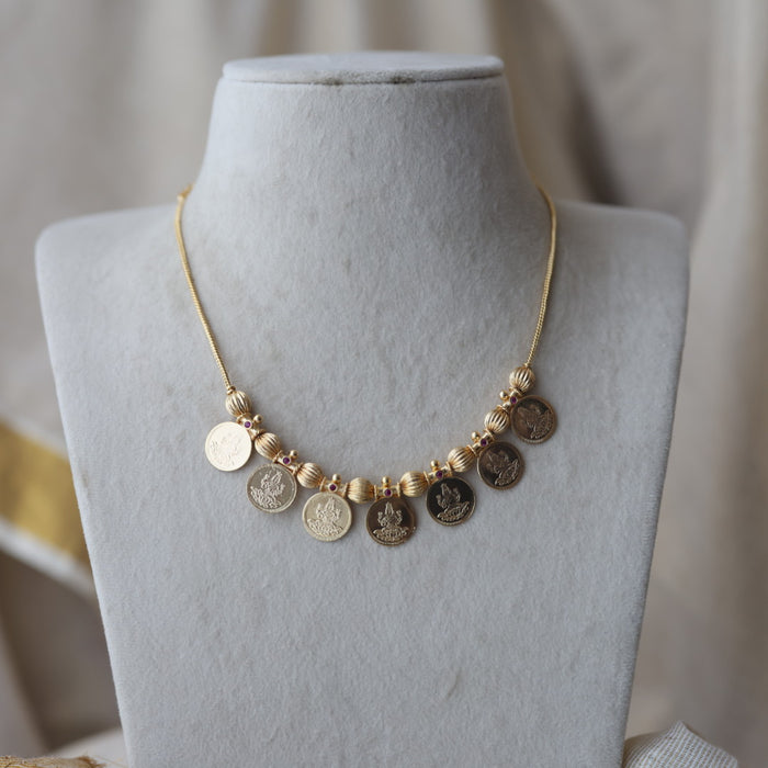 Heritage gold plated simple coin short necklace HS1233