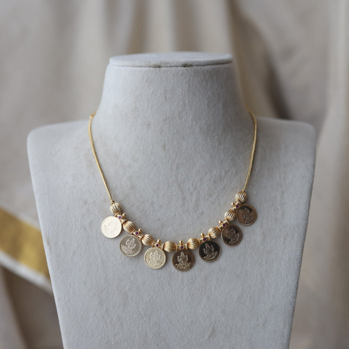 Heritage gold plated simple coin short necklace HS1233