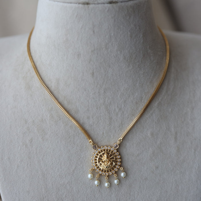 Heritage gold plated simple lakshmi short necklace HS112