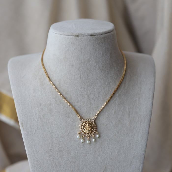 Heritage gold plated simple lakshmi short necklace HS112
